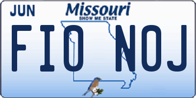 MO license plate FI0N0J