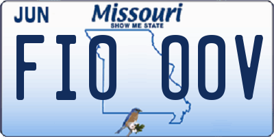 MO license plate FI0O0V