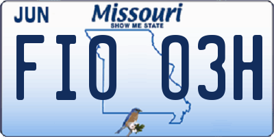 MO license plate FI0O3H