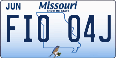 MO license plate FI0O4J