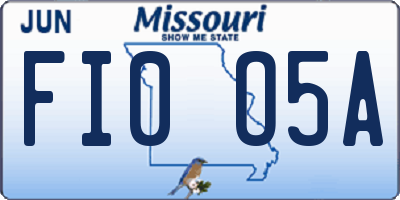 MO license plate FI0O5A