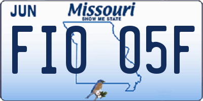 MO license plate FI0O5F