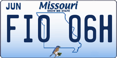 MO license plate FI0O6H