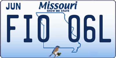 MO license plate FI0O6L
