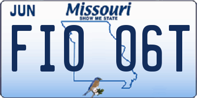 MO license plate FI0O6T