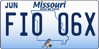 MO license plate FI0O6X