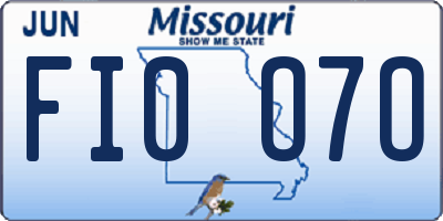 MO license plate FI0O7O