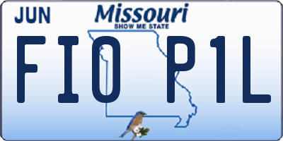 MO license plate FI0P1L