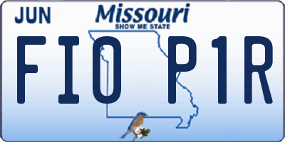 MO license plate FI0P1R