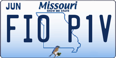 MO license plate FI0P1V