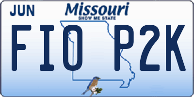 MO license plate FI0P2K