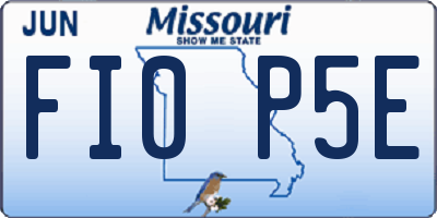 MO license plate FI0P5E