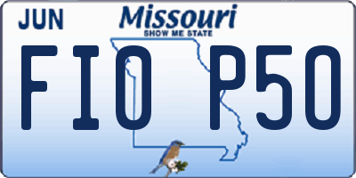 MO license plate FI0P5O