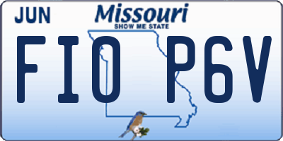 MO license plate FI0P6V