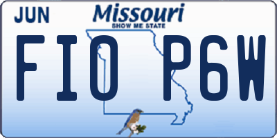 MO license plate FI0P6W