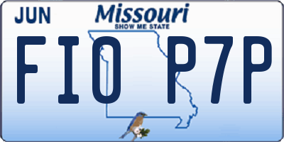MO license plate FI0P7P