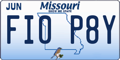 MO license plate FI0P8Y