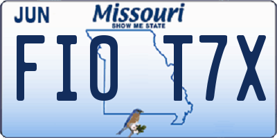 MO license plate FI0T7X