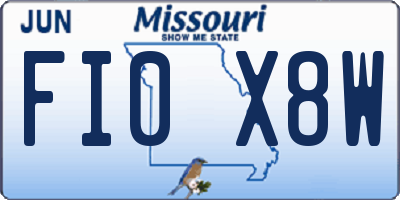 MO license plate FI0X8W