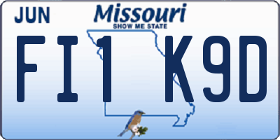 MO license plate FI1K9D