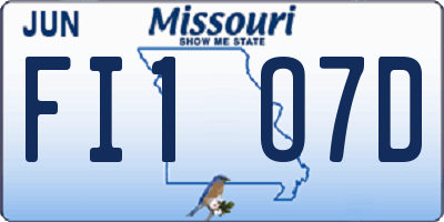 MO license plate FI1O7D