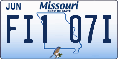 MO license plate FI1O7I