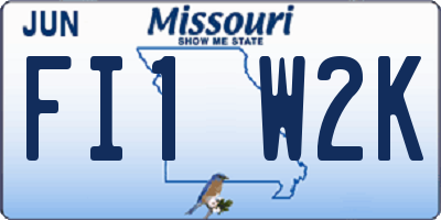 MO license plate FI1W2K