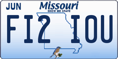 MO license plate FI2I0U