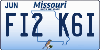 MO license plate FI2K6I