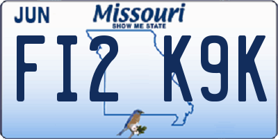 MO license plate FI2K9K