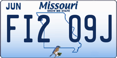 MO license plate FI2O9J