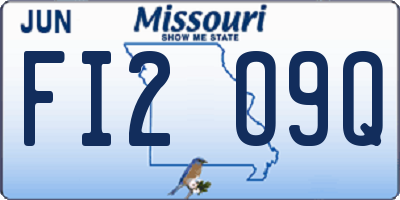 MO license plate FI2O9Q