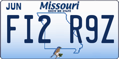 MO license plate FI2R9Z