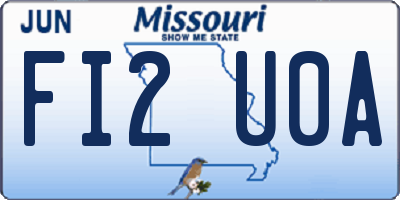 MO license plate FI2U0A