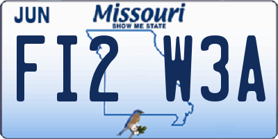 MO license plate FI2W3A