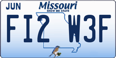 MO license plate FI2W3F