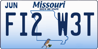 MO license plate FI2W3T