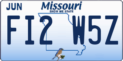 MO license plate FI2W5Z
