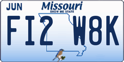 MO license plate FI2W8K