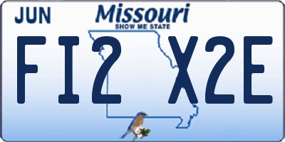 MO license plate FI2X2E