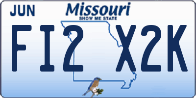MO license plate FI2X2K