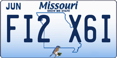 MO license plate FI2X6I