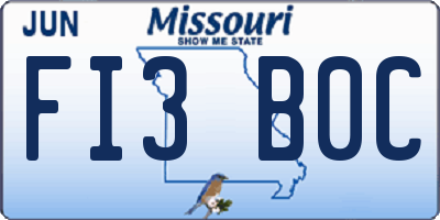 MO license plate FI3B0C