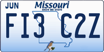MO license plate FI3C2Z