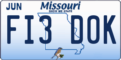 MO license plate FI3D0K
