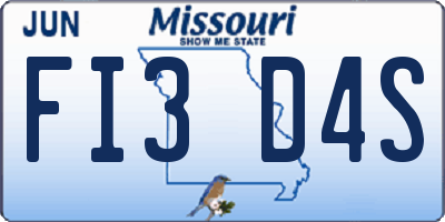 MO license plate FI3D4S