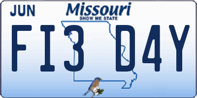 MO license plate FI3D4Y