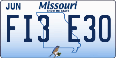 MO license plate FI3E3O