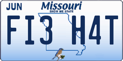 MO license plate FI3H4T