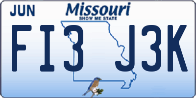 MO license plate FI3J3K